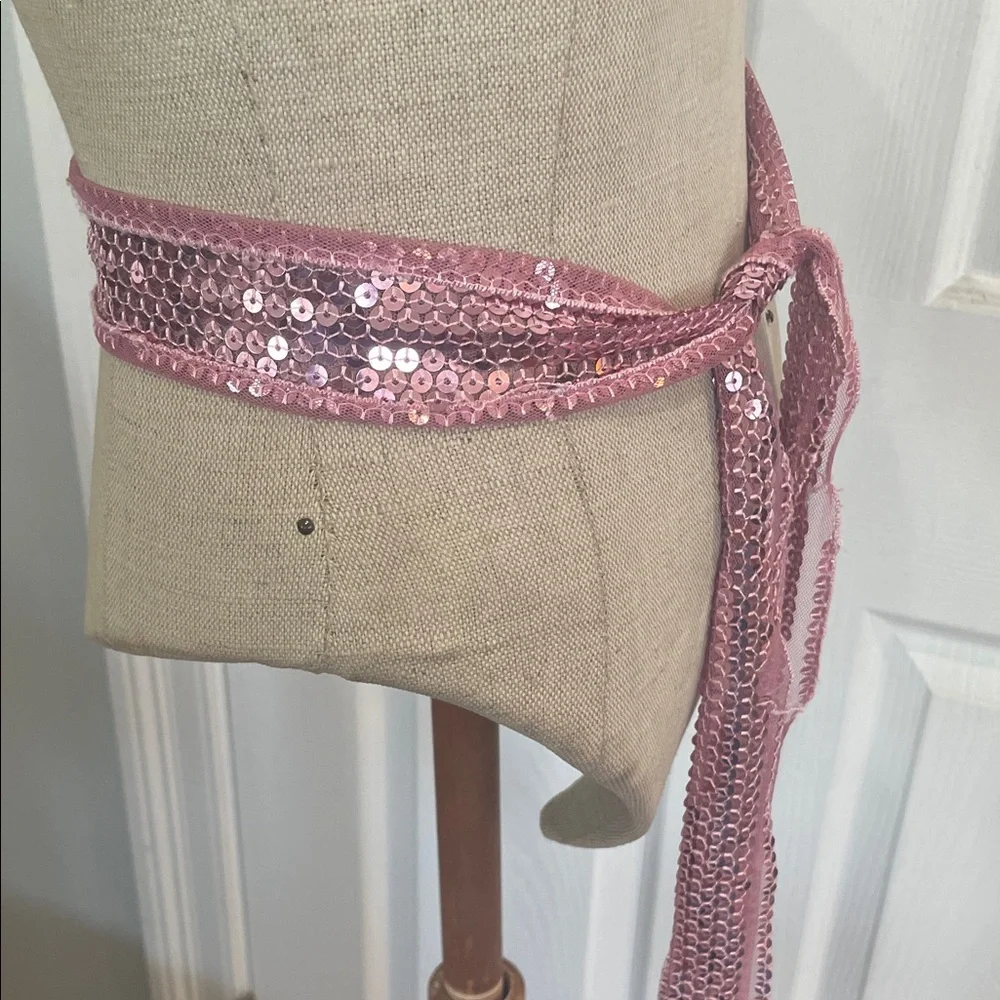 Vintage 90s Y2K sparkly Pink Sequin Belt scarf hair accessory